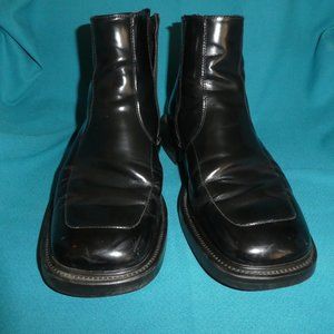 Kenneth Cole Men Black Leather Zipper Ankle Boot 9.5D Made in Italy